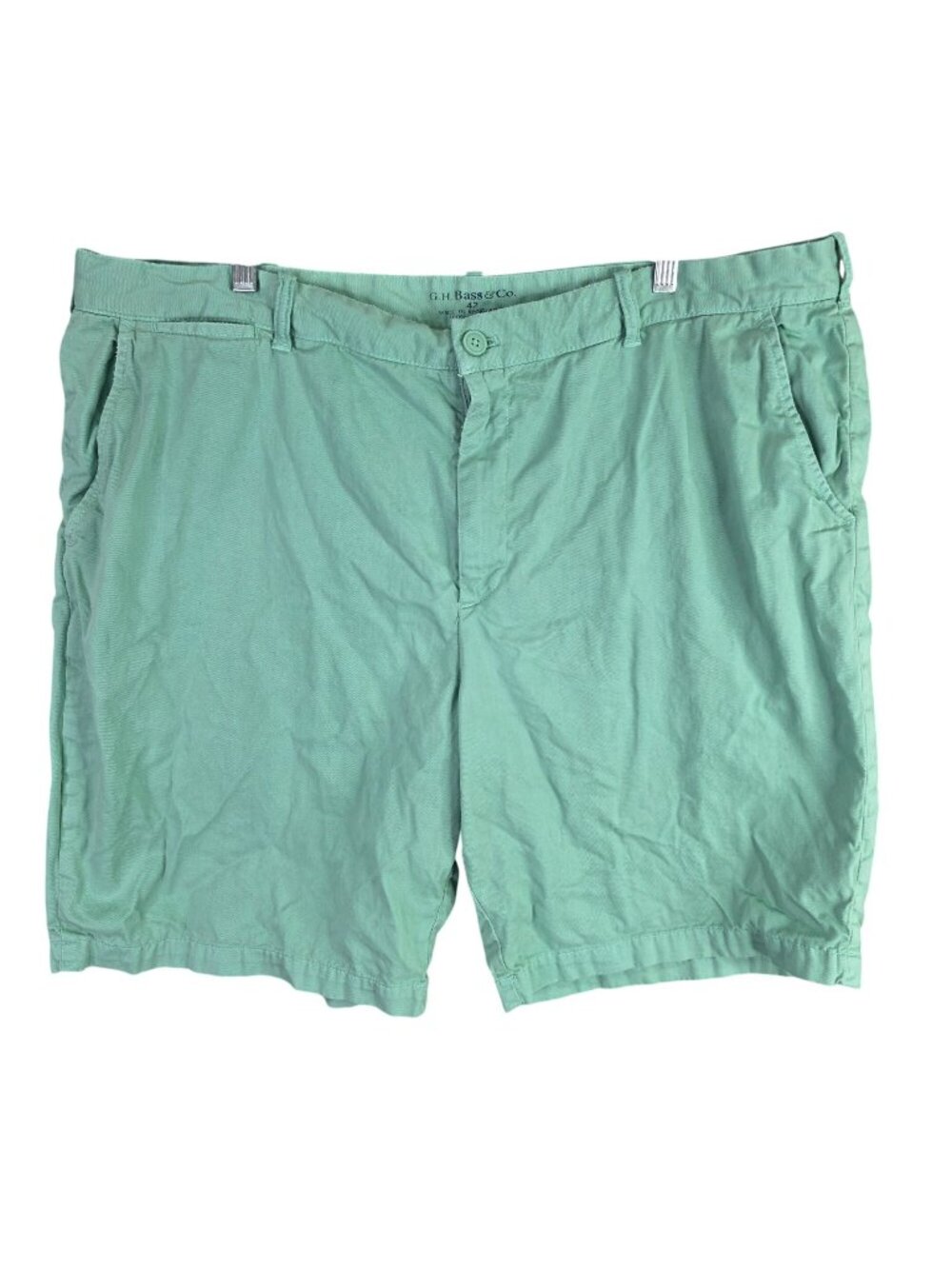 Mens G.H. Bass & Co. Green Flat Front Shorts 10.5" Inseam 100% Cotton Size 42